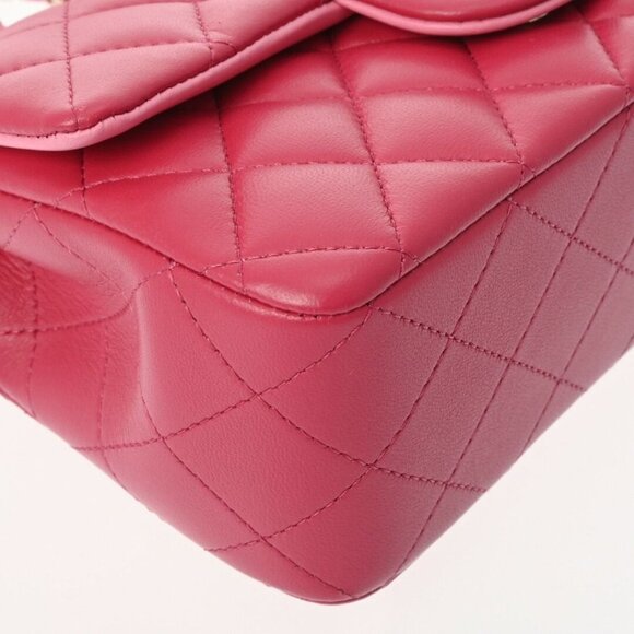 CHANEL Lambskin Quilted Mini Top Handle Rectangular Flap Bag Pink - Picture 6 of 11